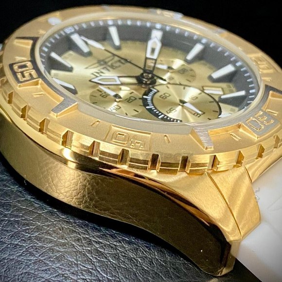 NEW Invicta Aviator 49MM Gold Dial Quartz Silicone Strap Watch - Picture 6 of 12